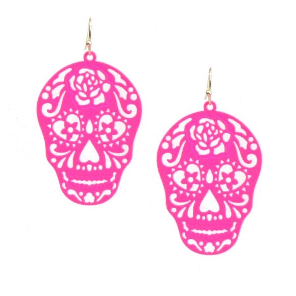 Jewelry - Pink Sugar Skull Earrings for Halloween